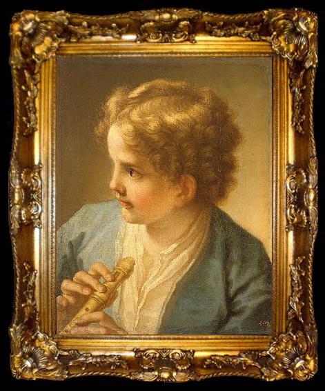 framed  Benedetto Luti Boy with the flute by tuscan painter Benedetto Luti, ta009-2